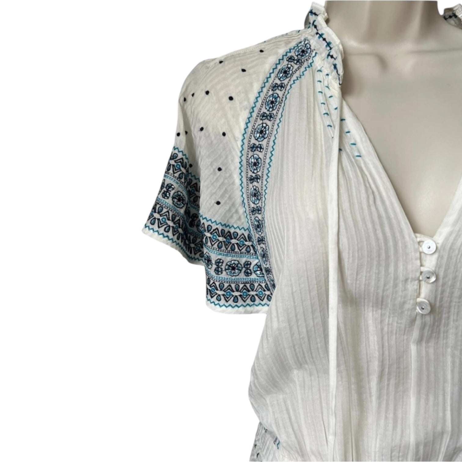 Veronica Beard Embroidered Silk-Cotton Mini Dress – White, US8 – pre-loved