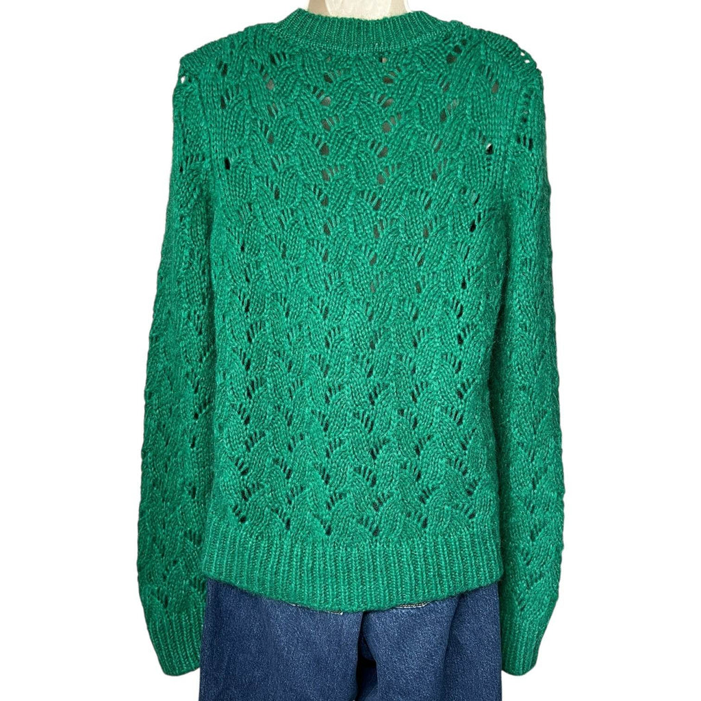 Maje Mohair Wool Pointelle Knit Jumper – Green, Size 2 (UK10) – pre-loved