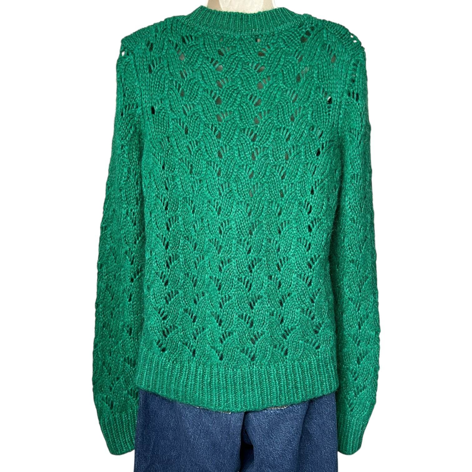 Maje Mohair Wool Pointelle Knit Jumper – Green, Size 2 (UK10) – pre-loved