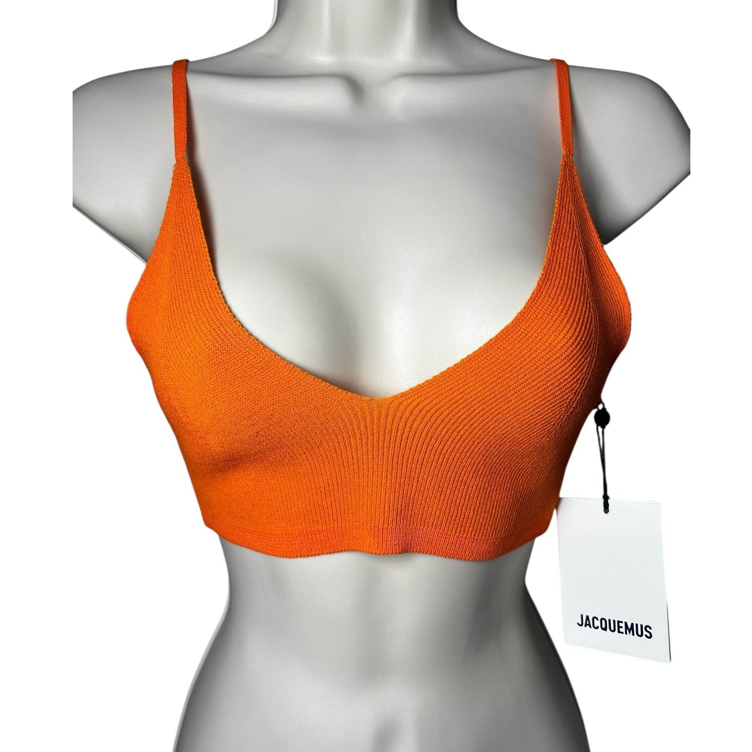 Jacquemus Ribbed Knit Bralette – Orange Cropped Top, L – pre-loved