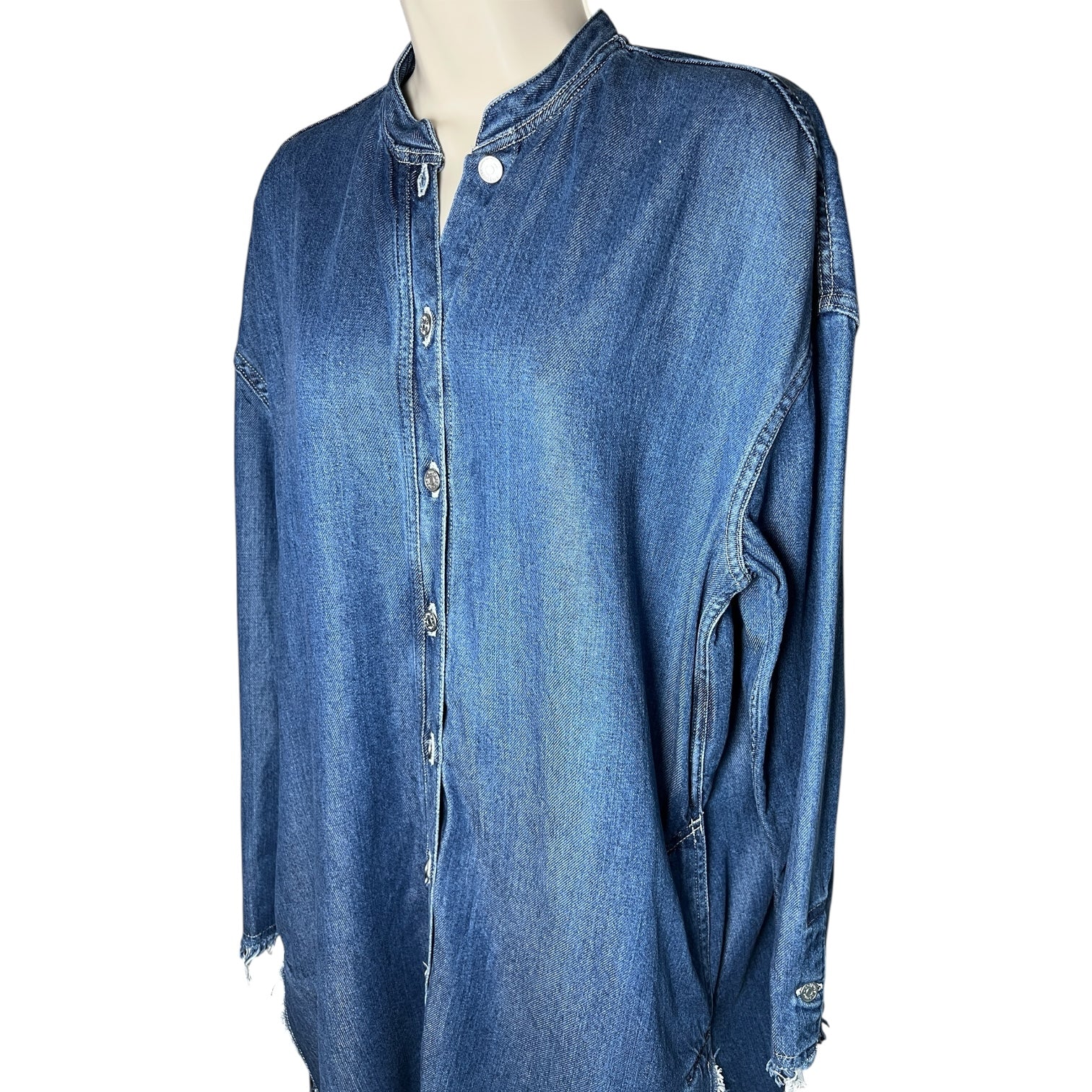 Acne Studios Gracie Denim Shirt Dress – Oversized Distressed Style, FR34 (AW16)