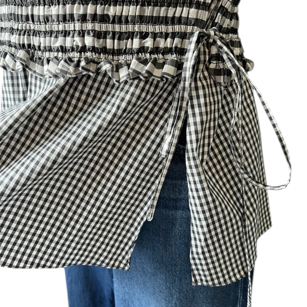 3.1 Phillip Lim Gingham Ruffle Peplum Sleeveless Top – US4