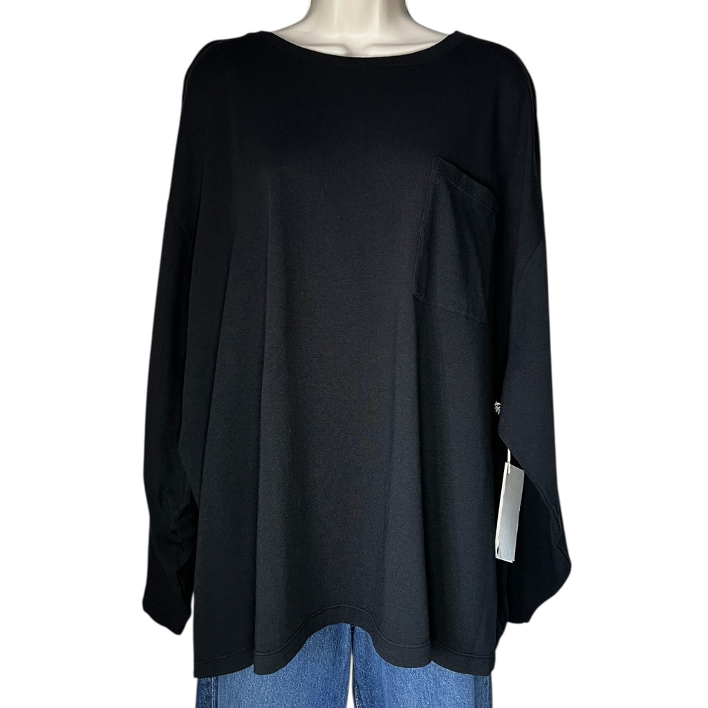 Khaite “The Imogen” Oversized Logo Patch Pocket Long Sleeve T-Shirt – XL