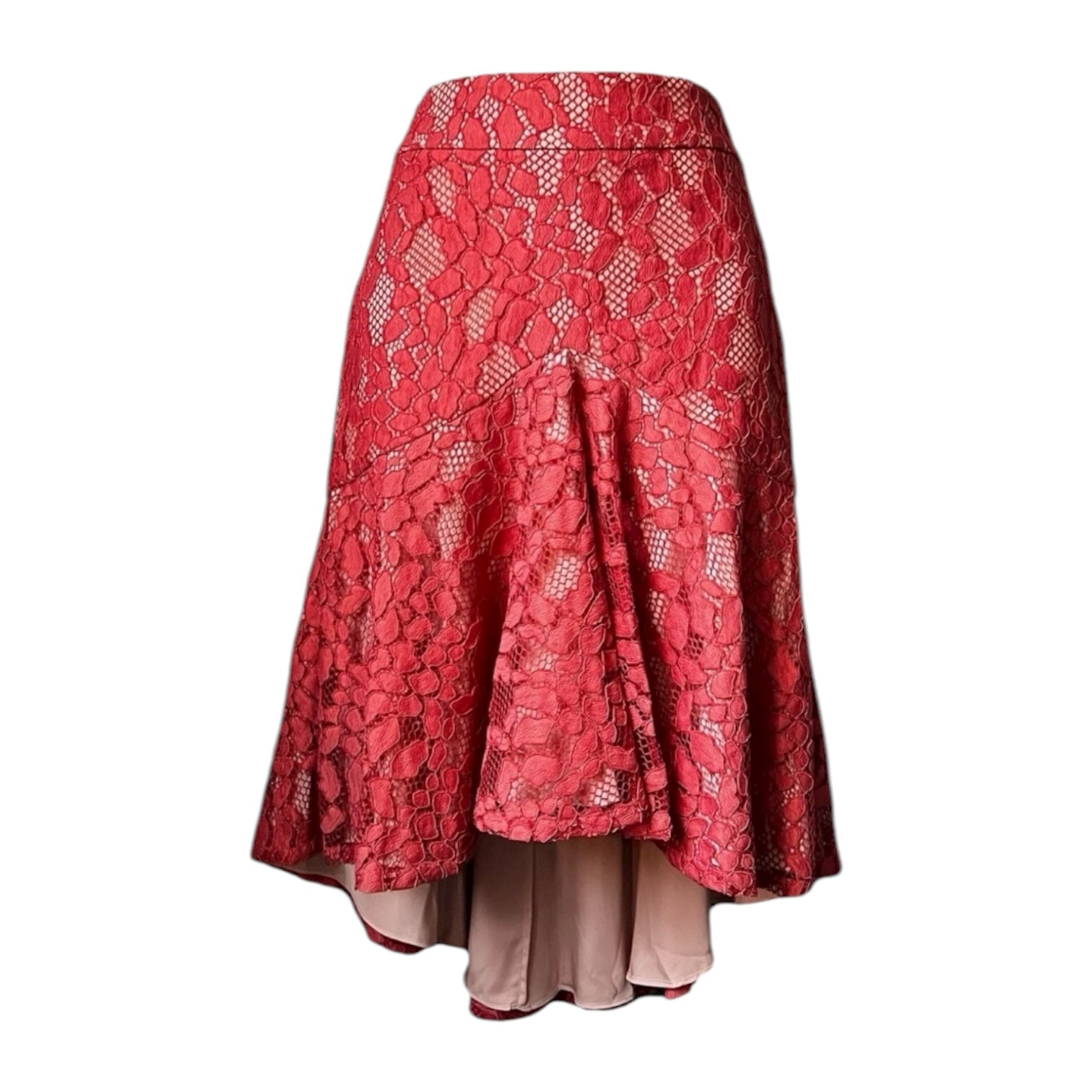 Alexis Asymmetrical Lace Mini Skirt – M