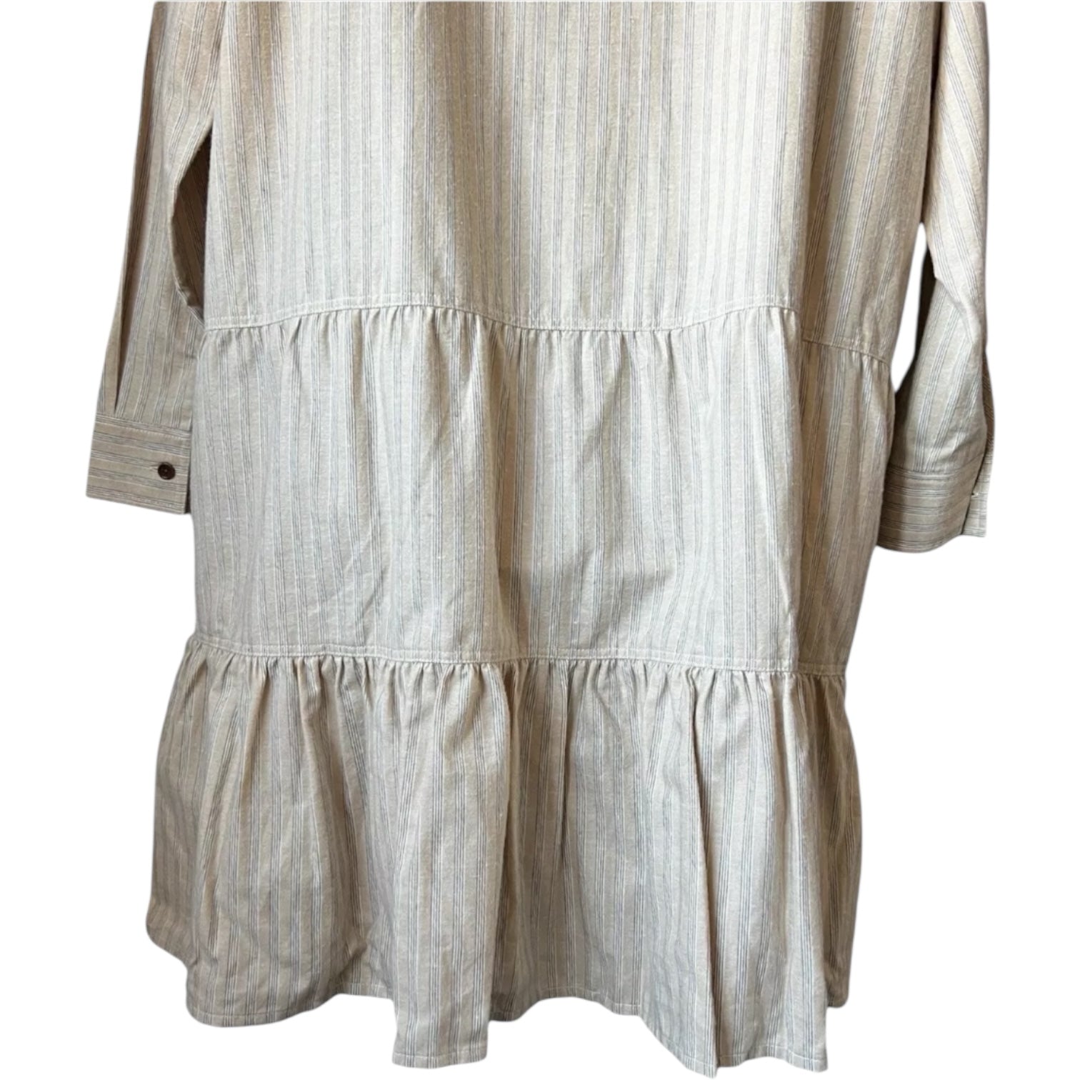 YMC Luna Tiered Linen Blend Shirt Dress – Striped, Size XS/S – pre-loved