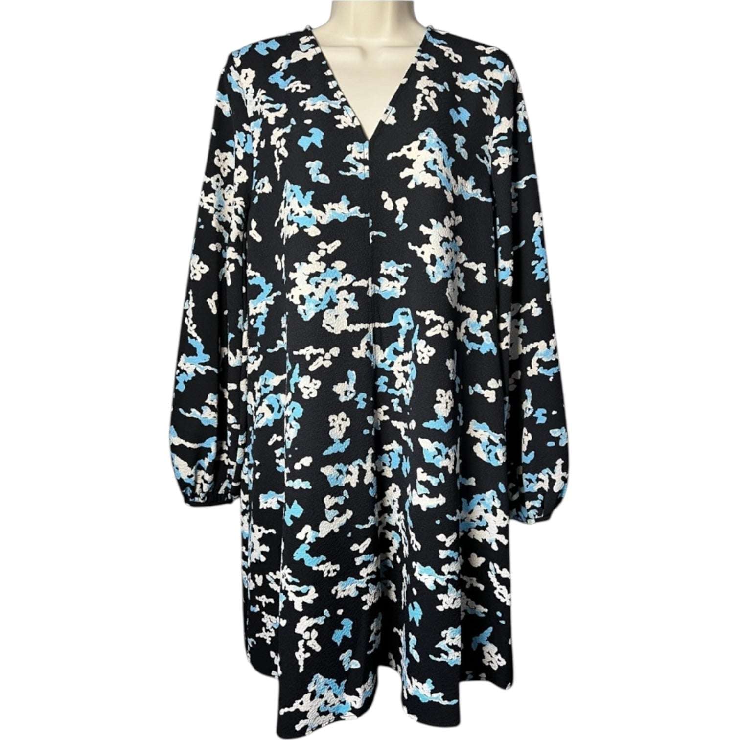 Stine Goya Wallpaper Print Mini Dress – V-Neck, Puff Sleeves, XS – pre-loved