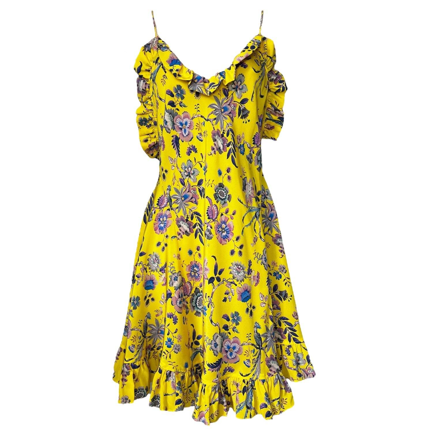 Les Rêveries Floral Silk Ruffle Mini Dress – Liberty Fabric, US2 – pre-loved