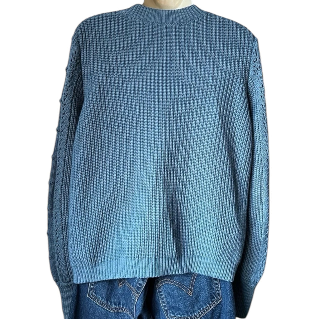 Sézane Wool Blend Knit Jumper – Eyelet, Relaxed Fit Sweater, M