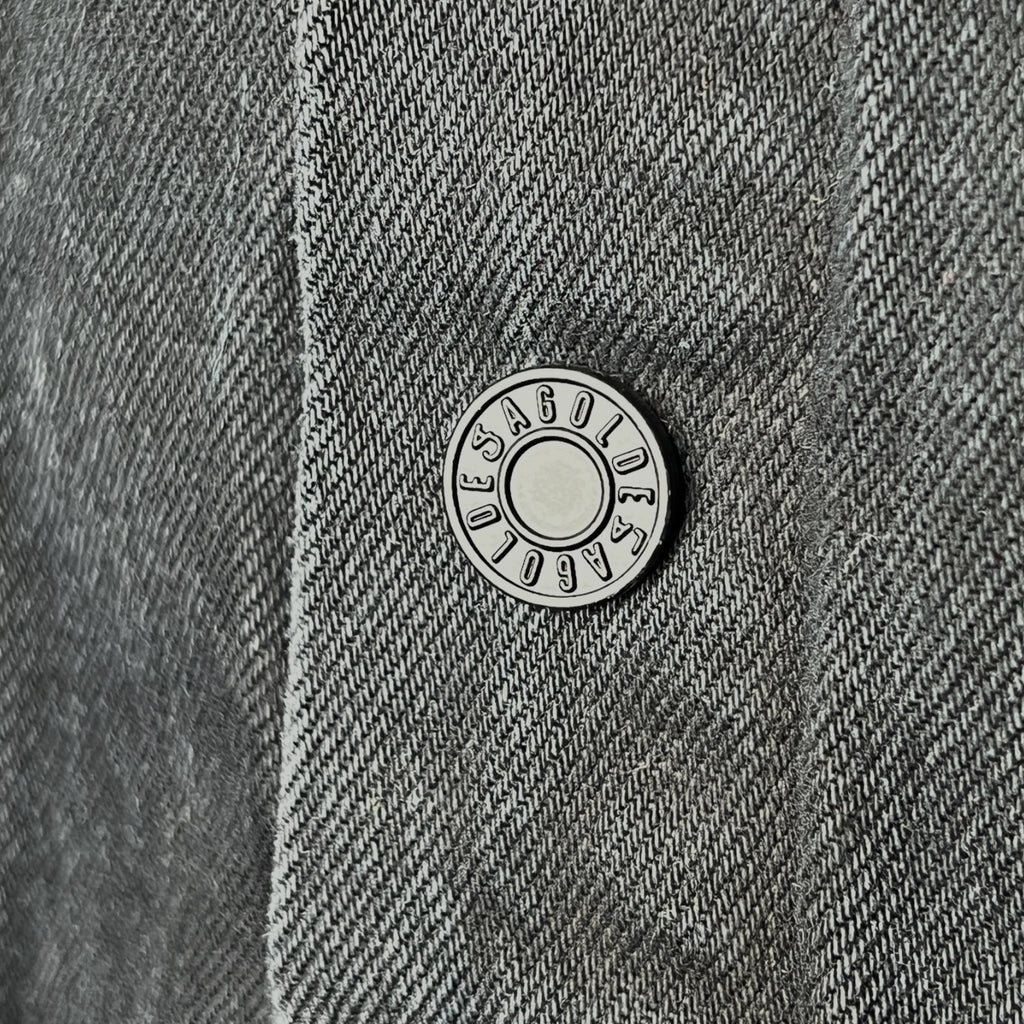 Agolde Studded Crop Denim Jacket – Washed Black, Grommet Detail, M