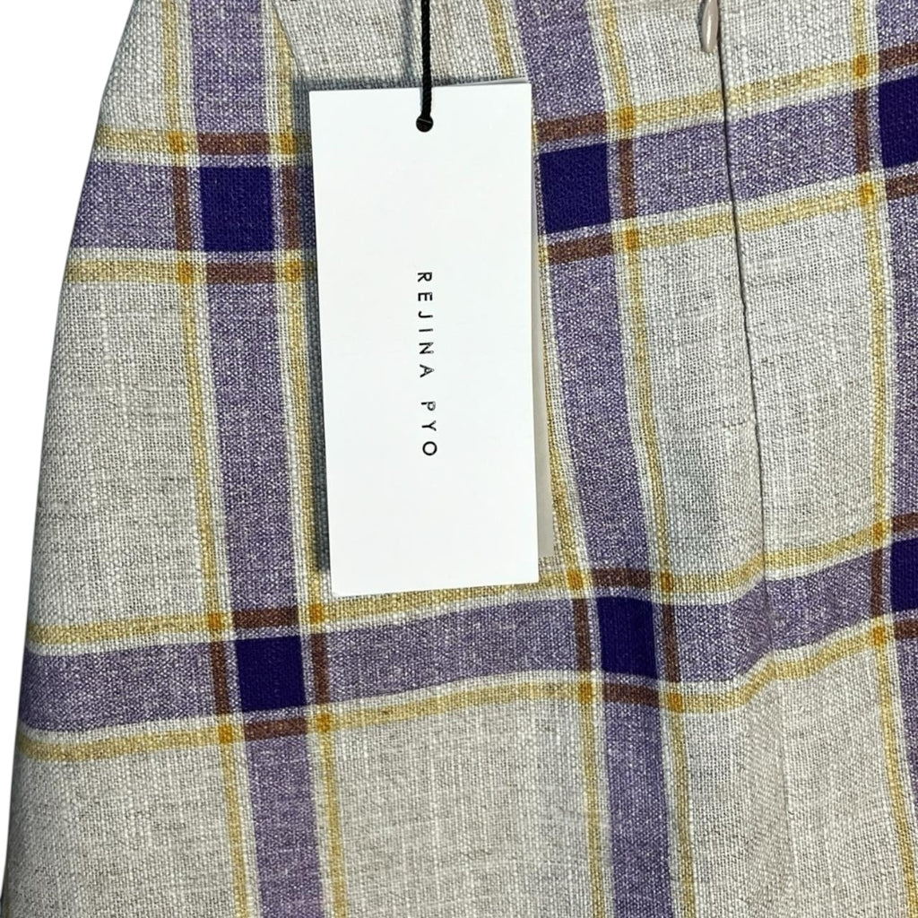 Rejina Pyo Kristine Linen Check Midi Skirt – Asymmetrical, UK12