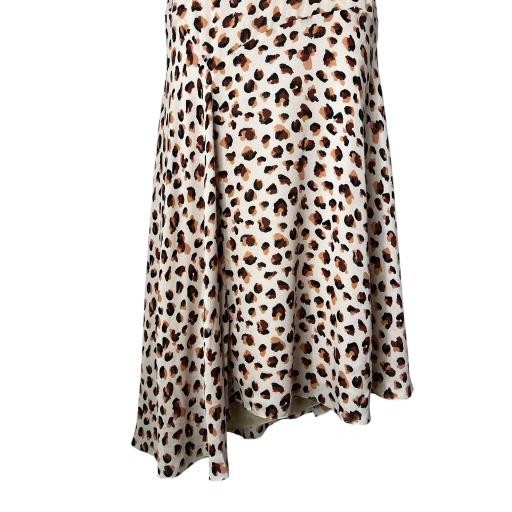 Theory Silk Midi Skirt – Asymmetrical Hem, Leopard Flora Print, US 2 – pre-loved