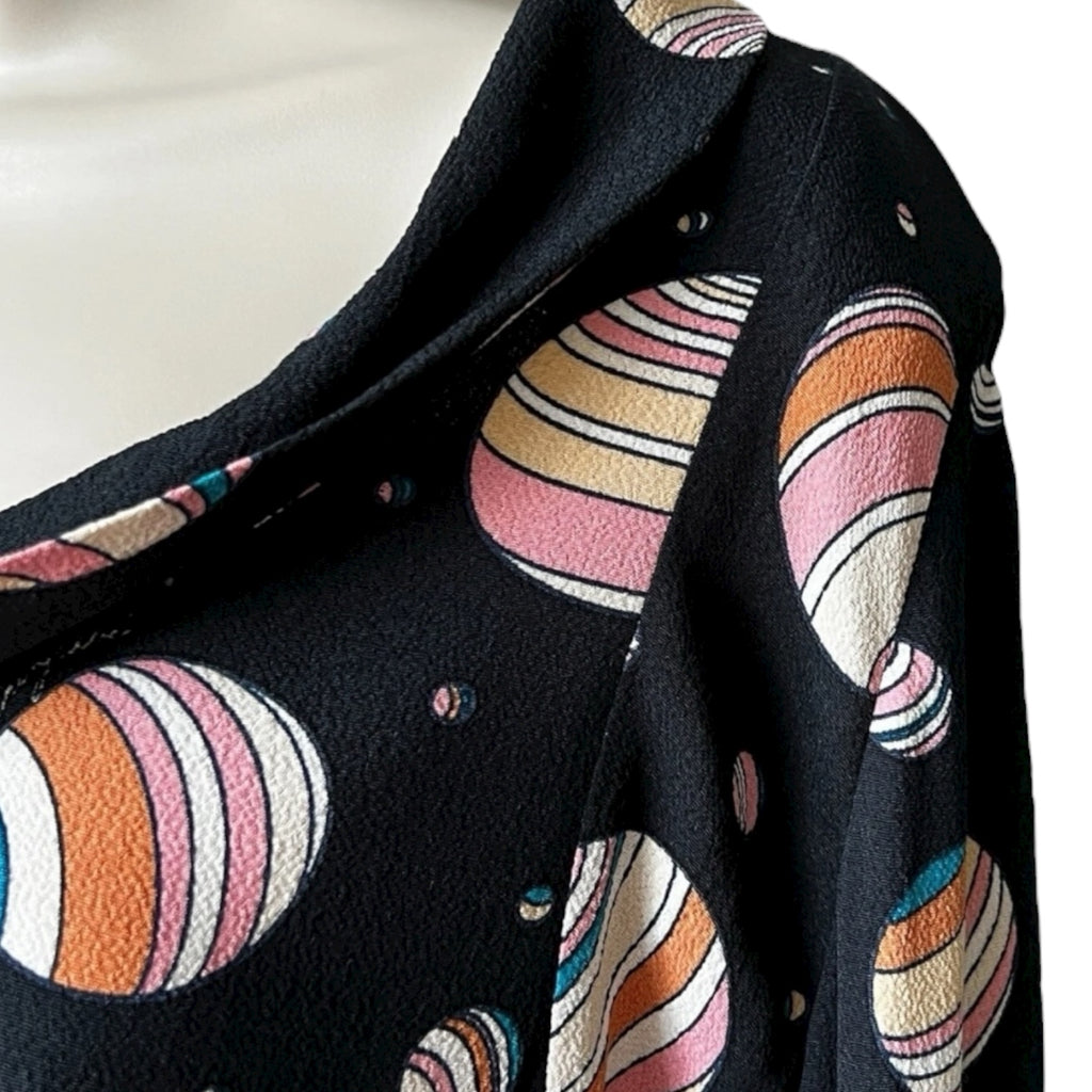 See By Chloé Planet Print Blouse – Celestial Long Sleeve Top, UK8