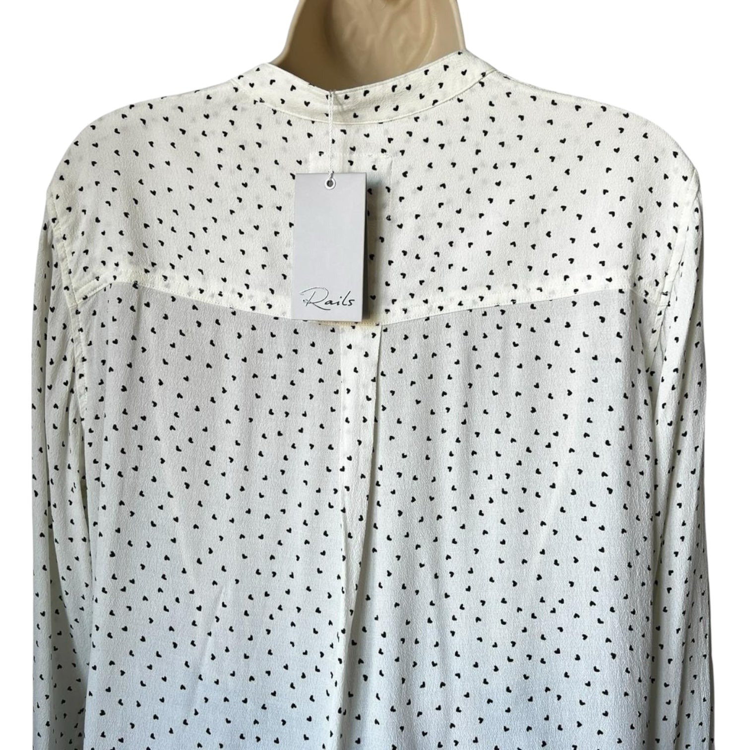 Rails Heart Print Tie-Neck Crepe Blouse – Casey, S