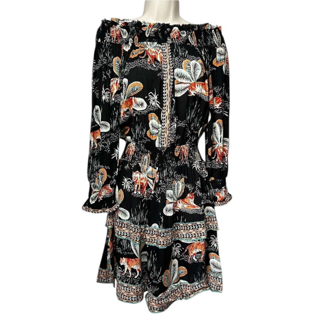 Poupette St Barth Off-Shoulder Mini Dress – Tiered, XS