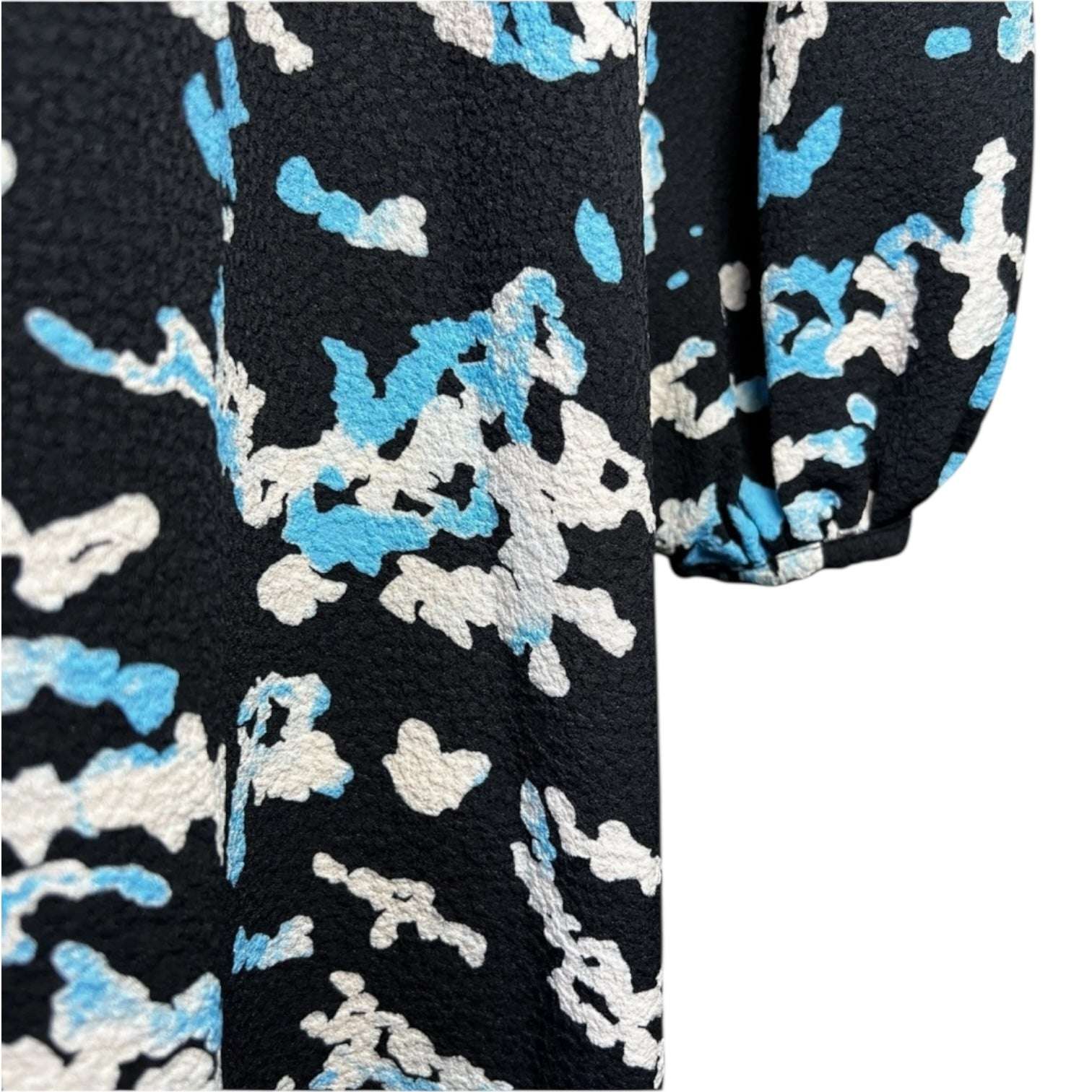 Stine Goya Wallpaper Print Mini Dress – V-Neck, Puff Sleeves, XS – pre-loved