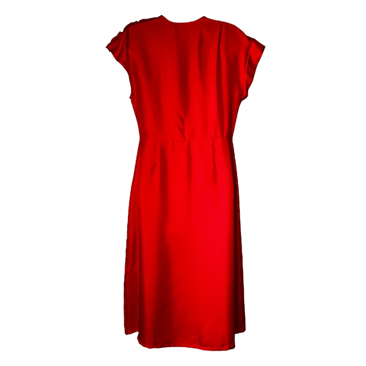 Lisou “Rhona” Red Silk Wrap Midi Dress – UK8