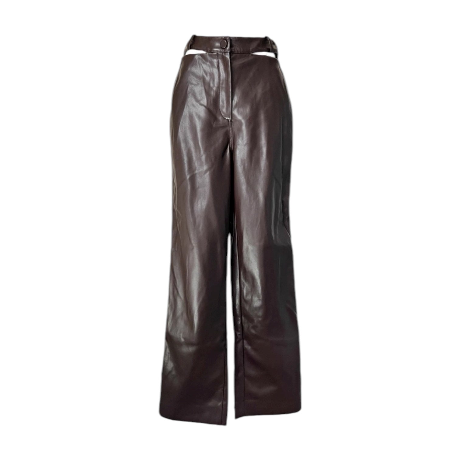Simkhai Amelia Chocolate Vegan Leather Straight Leg Pants – US0
