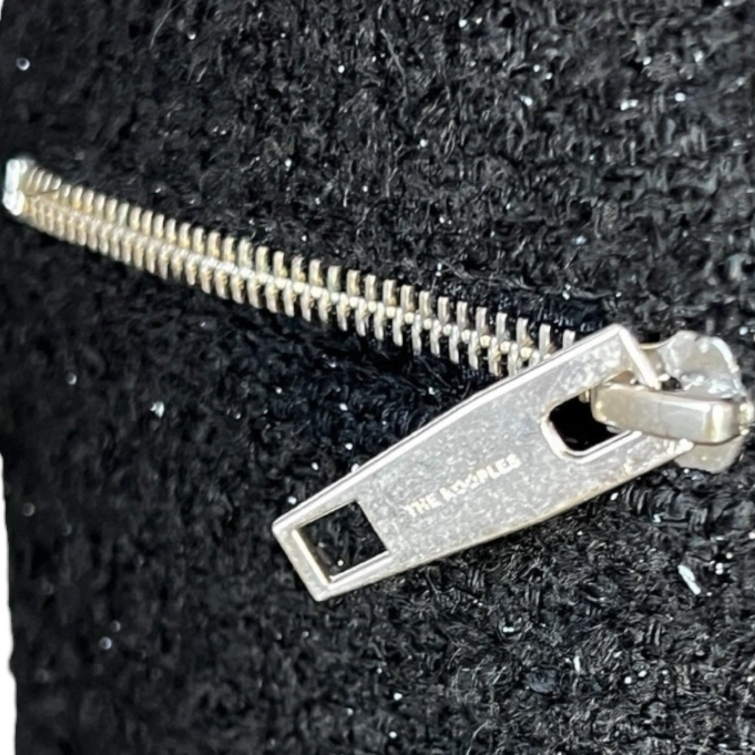 The Kooples Metallic Tweed High-Rise Front Zip Mini Skirt - Black, Sz 1 (UK8)