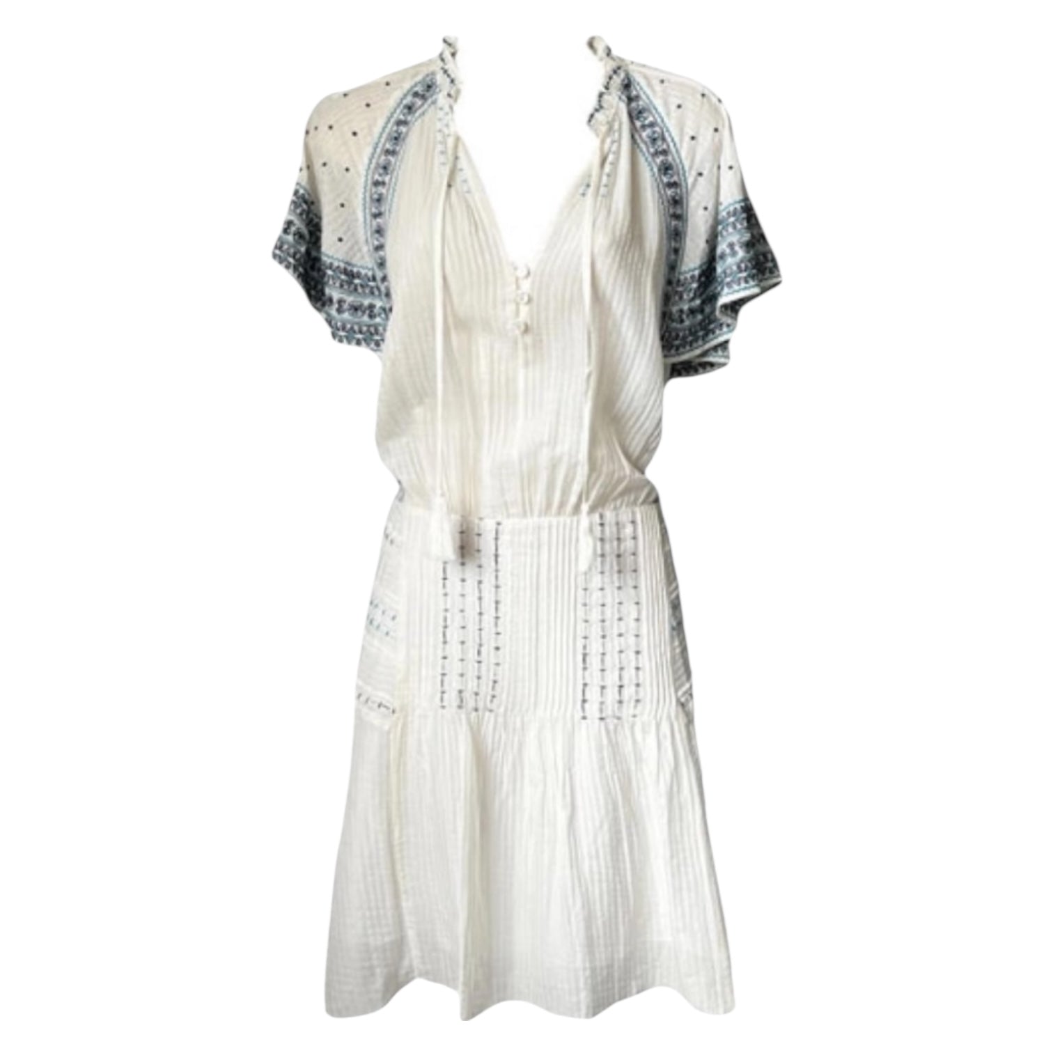 Veronica Beard Embroidered Silk-Cotton Mini Dress – White, US8 – pre-loved