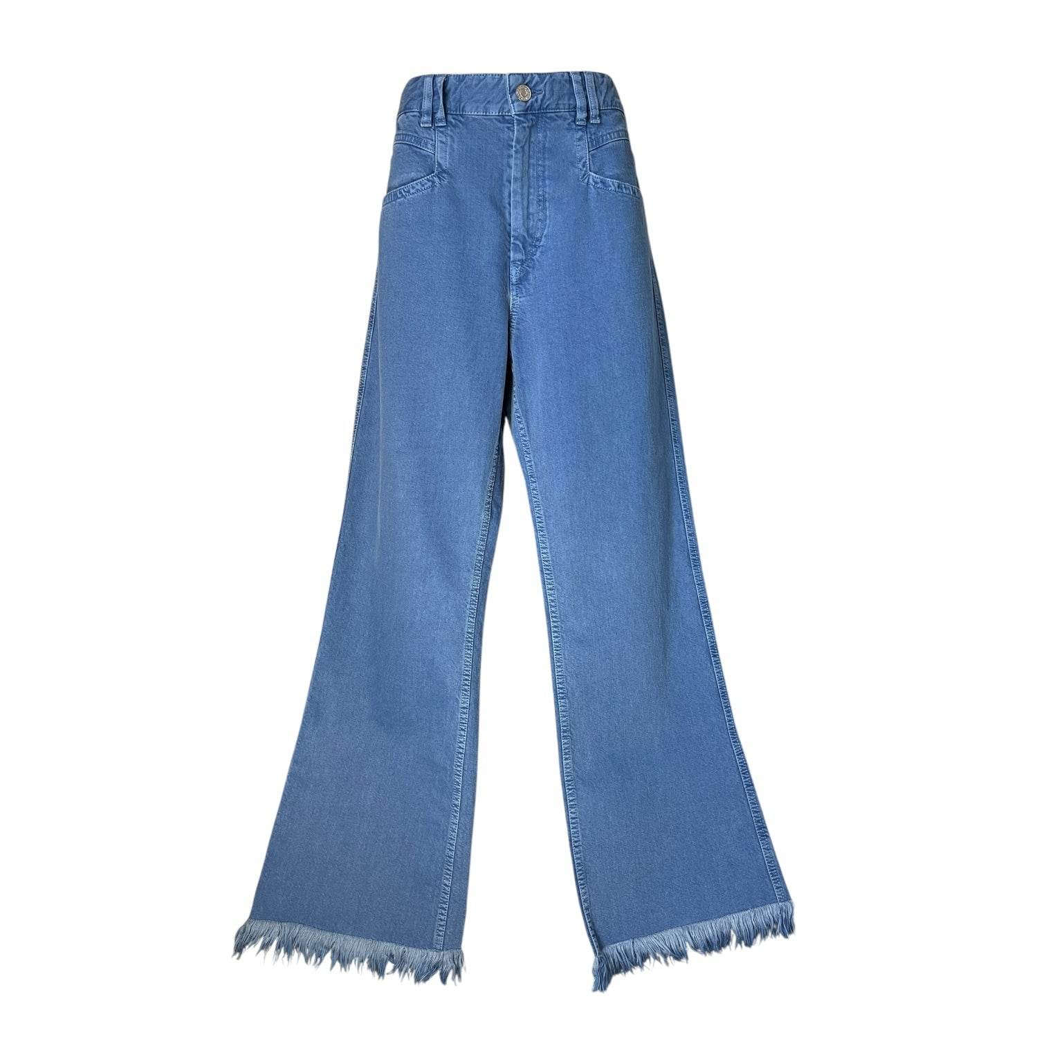 Isabel Marant 'Elvira' Flared Denim Jeans – Raw Hem Wide Leg, FR 40 – pre-loved