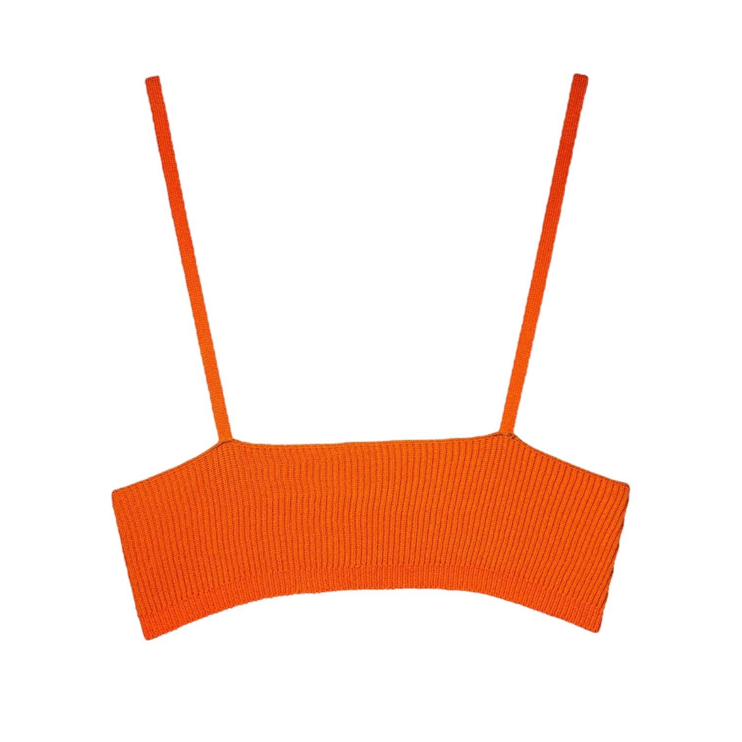 Jacquemus Ribbed Knit Bralette – Orange Cropped Top, L – pre-loved
