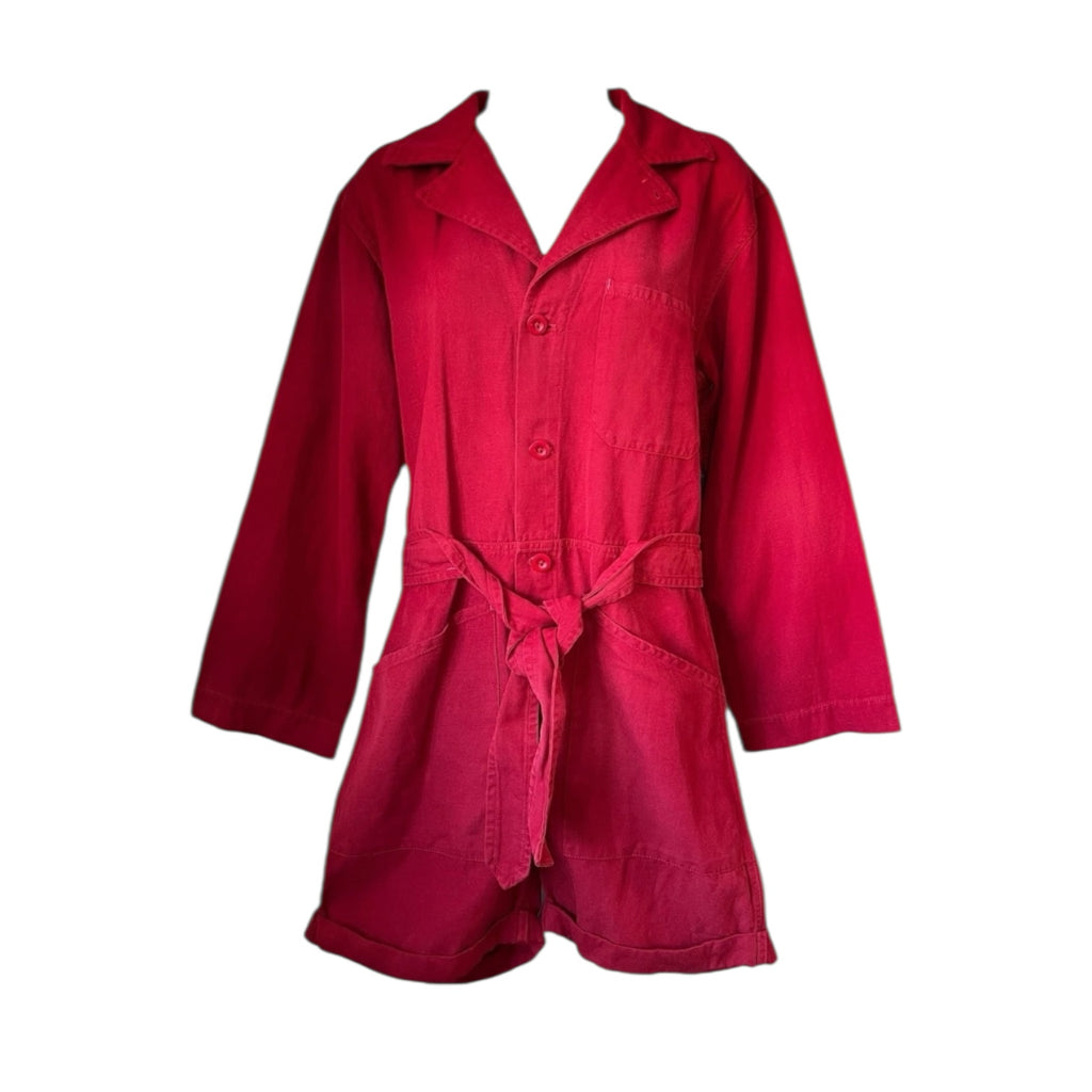 Nili Lotan Ariana Cotton-Linen Relaxed Jumpsuit - Red, XS