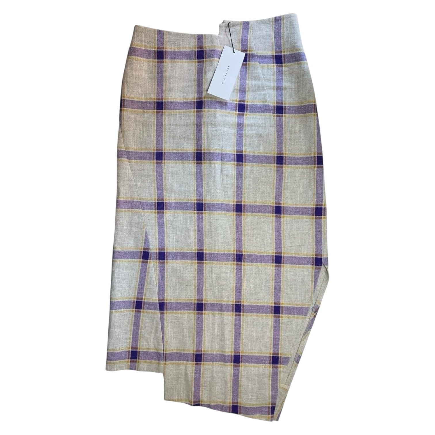 Rejina Pyo Kristine Linen Check Midi Skirt – Asymmetrical, UK12
