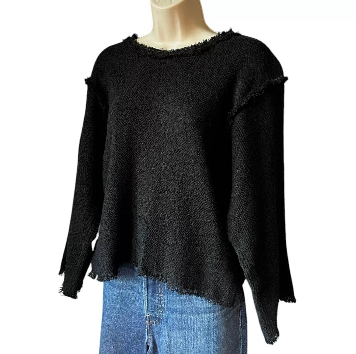 Isabel Marant Linen Fringe Jumper – Wide Sleeves, Relaxed Fit, FR 38 – pre-loved