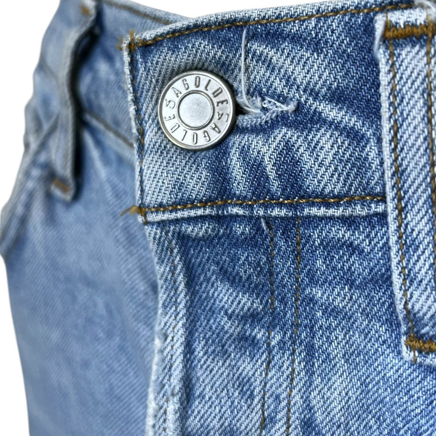 Agolde Riley Crop High Rise Straight Jeans – Distressed Raw Hem, Bitter, Size 24 – pre-loved