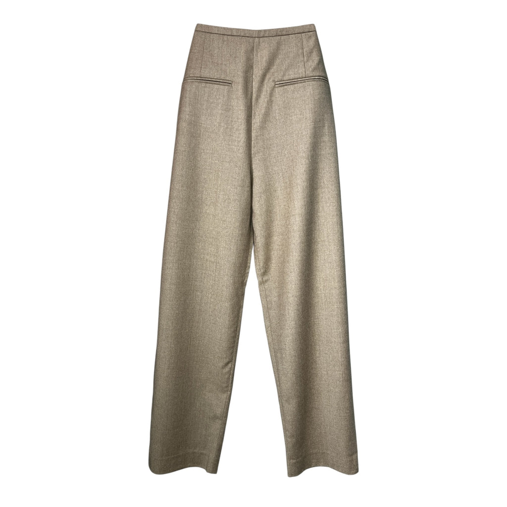 Totême Wool Flannel Pleated Trousers –  High-Waist Straight Leg, EU38