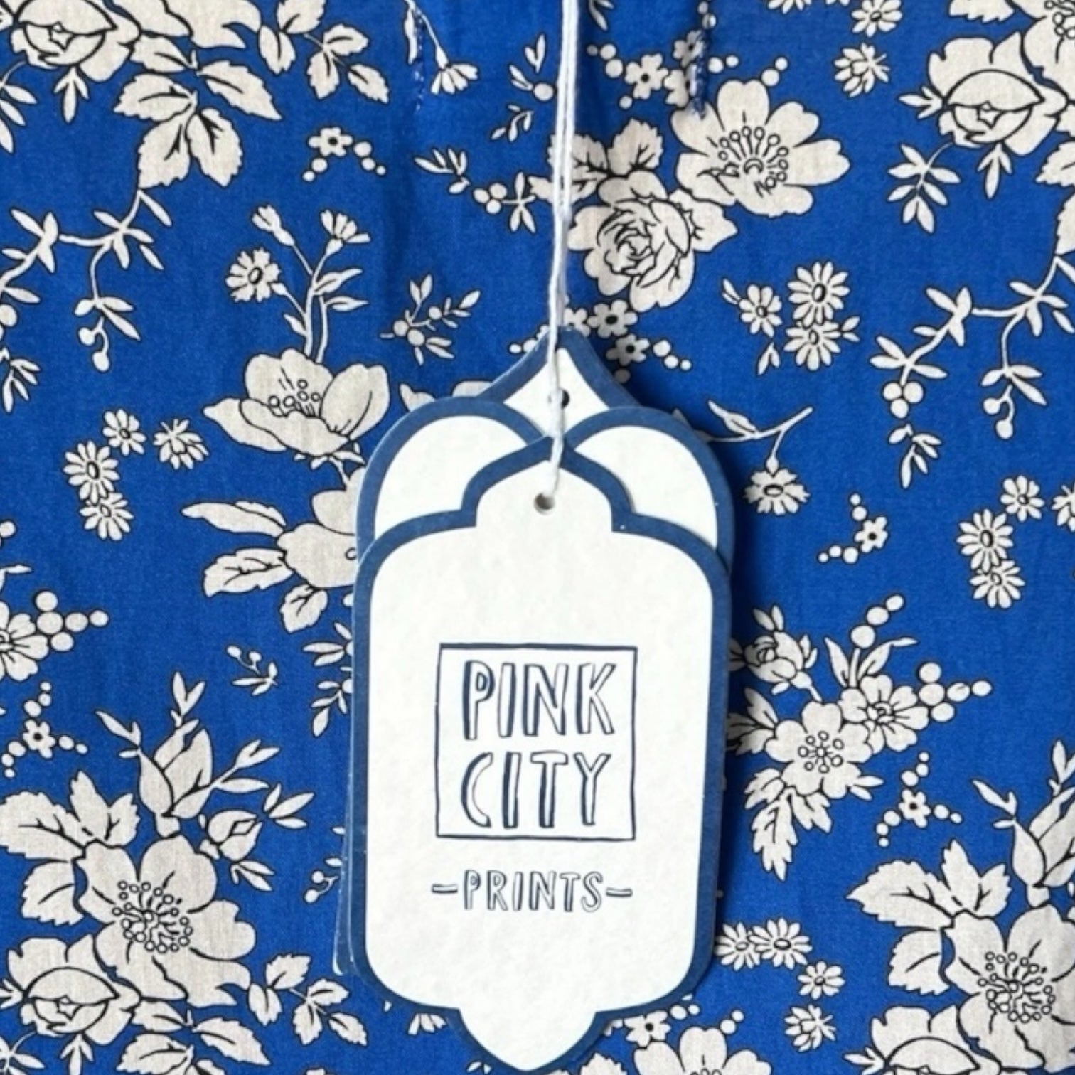 Pink City Prints Carys Prairie Midi Dress – Royal Blue Bouquet Floral, S