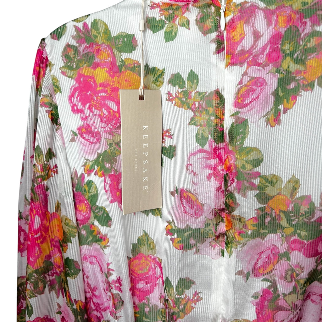 Keepsake The Label Oblivion Tiered Mini Dress – Floral Long Sleeve, Size M