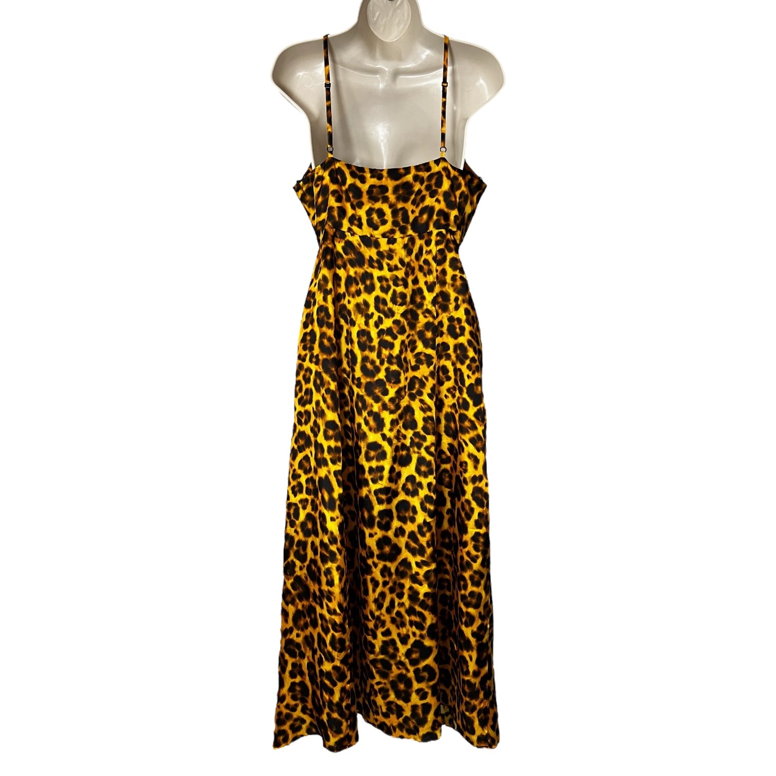 Sandro Satin Midi Dress – Halter Neck, Leopard Print, Cut-Out Detail, Wedding Guest Ready, FR 38 – pre-loved