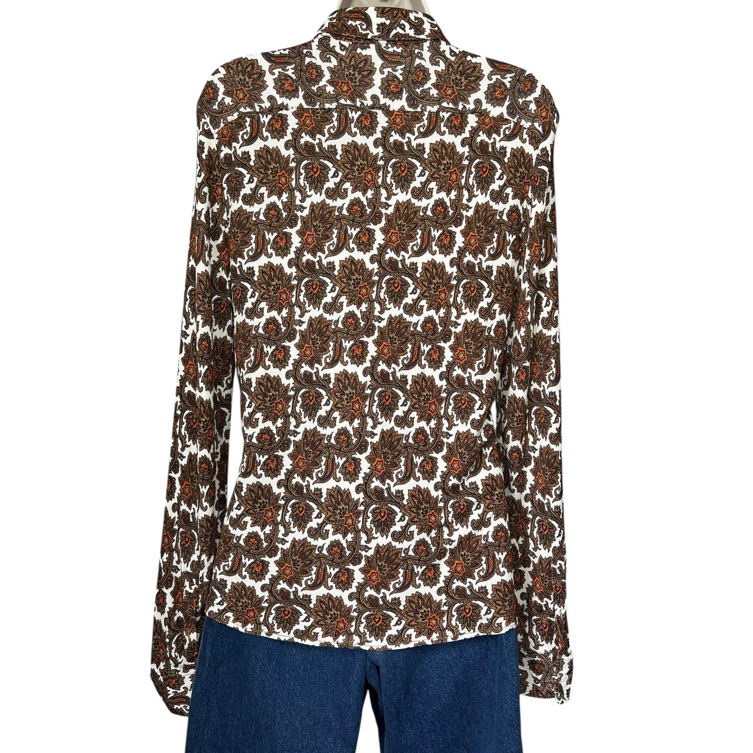 Nili Lotan Celestine Jersey Shirt – Paisley Tapestry Print, Size L – pre-loved