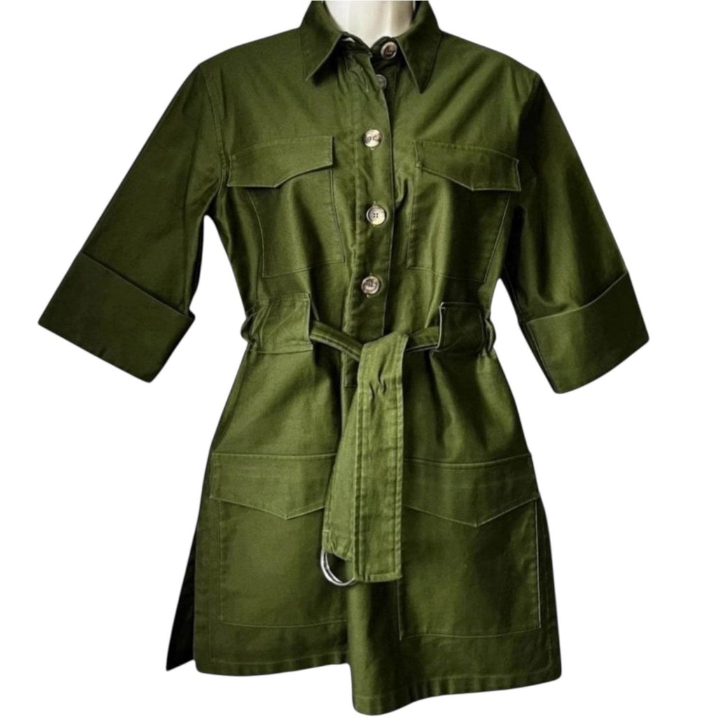 Celine by Phoebe Philo Cotton Belted Top – Safari Patch Pockets, Minimalist Military Chic, FR 36 – pre-loved