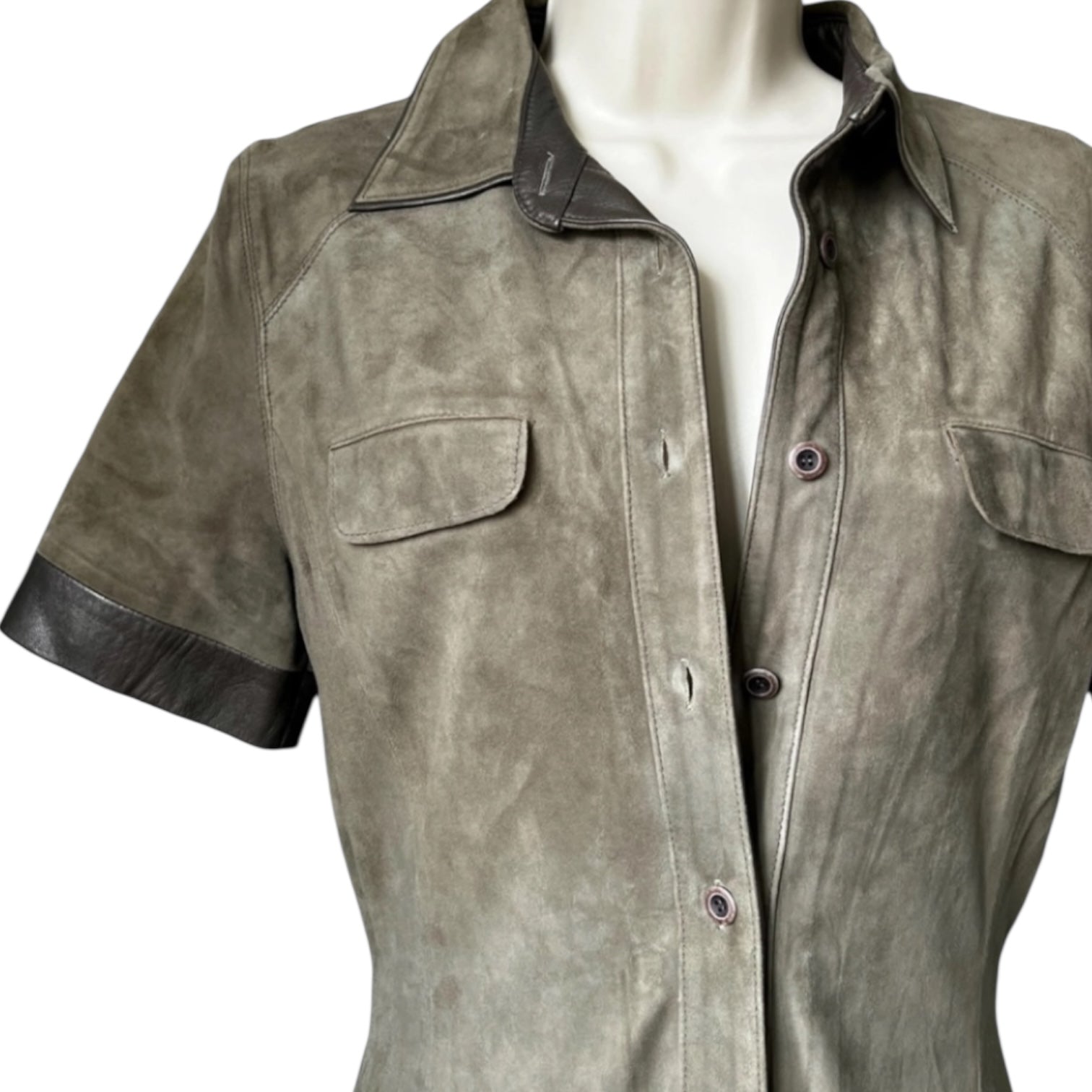 BLK DNM Suede Dress – Midi, Khaki, Size S – pre-loved