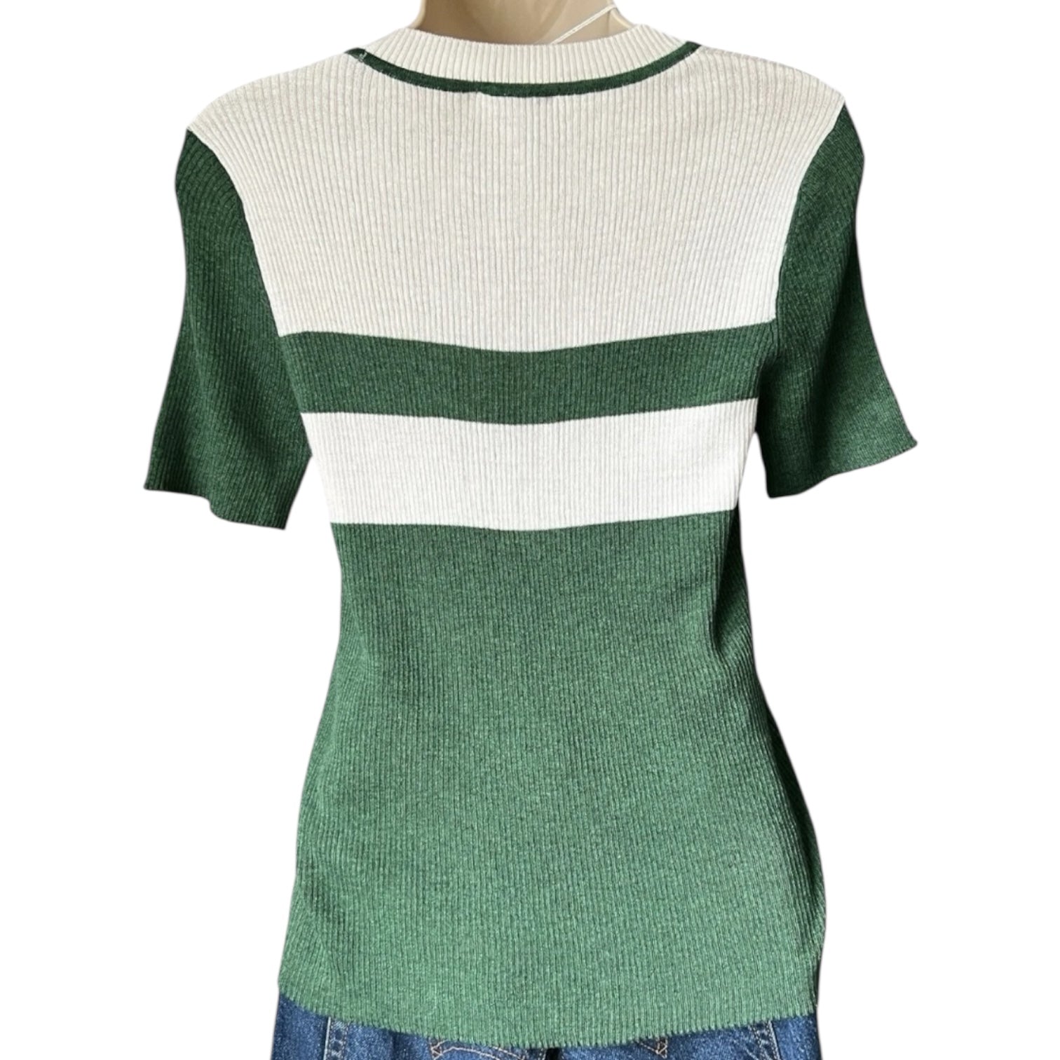 Rodier Ribbed Knit Polo T-Shirt – Short Sleeve Jumper, FR40 (UK12)