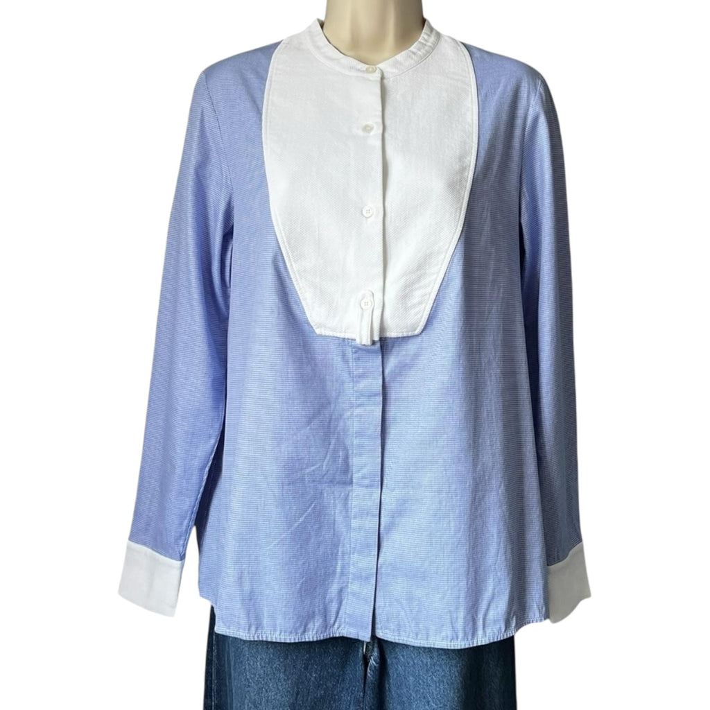 Stella McCartney Houndstooth Cotton Button Shirt – Retro Bib Front Wrap-Back, IT38