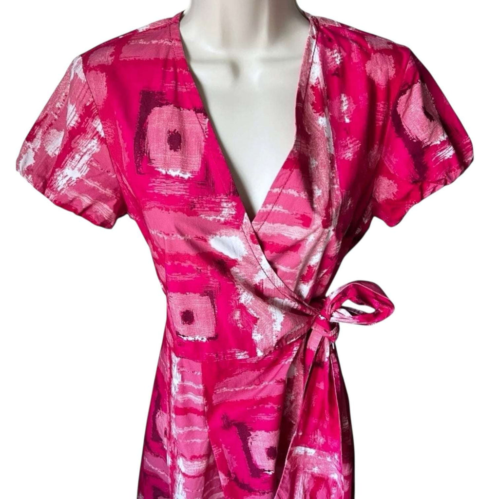 MaxMara Weekend Cotton Wrap Dress – Abstract Print, Flare Style, UK 10 – pre-loved