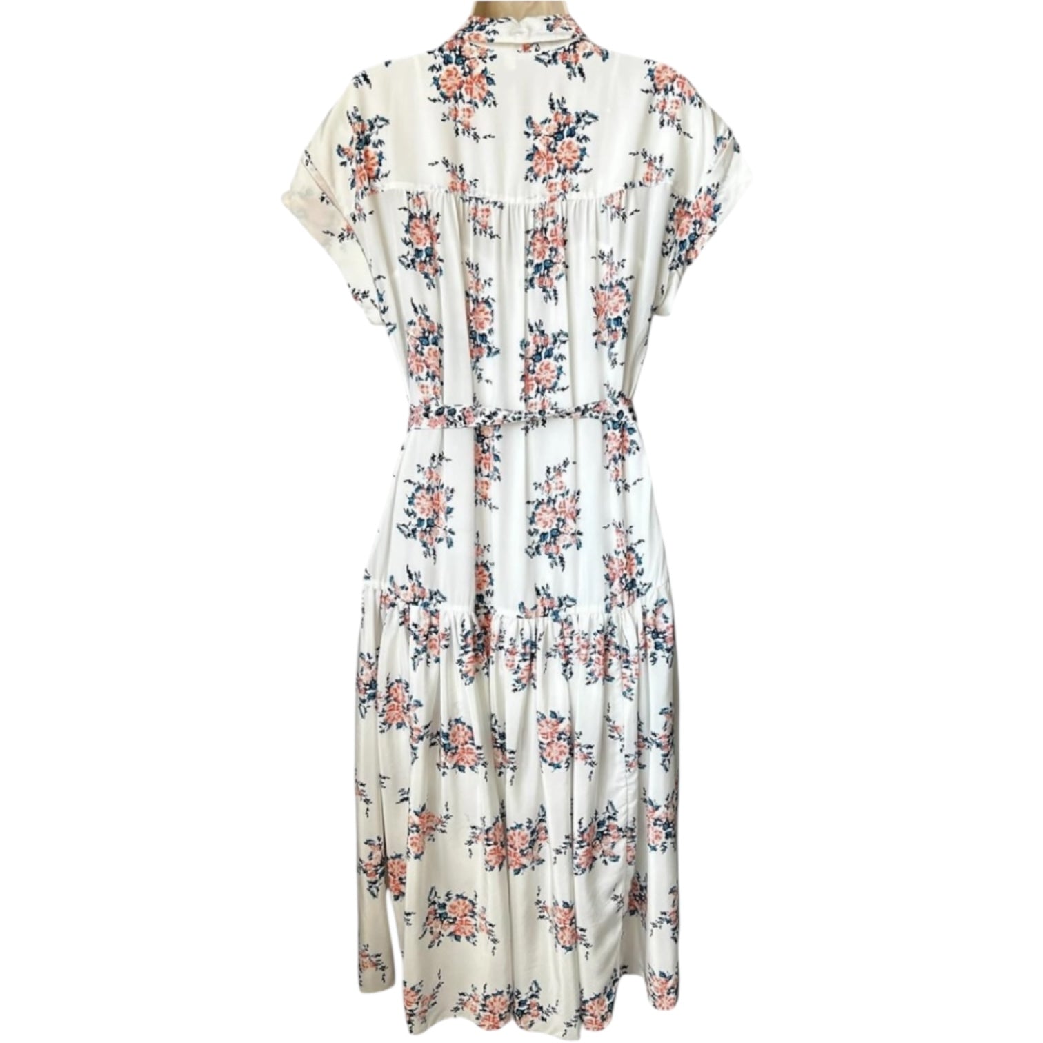 Veronica Beard Silk Floral Belted Midi Shirt Dress – US6