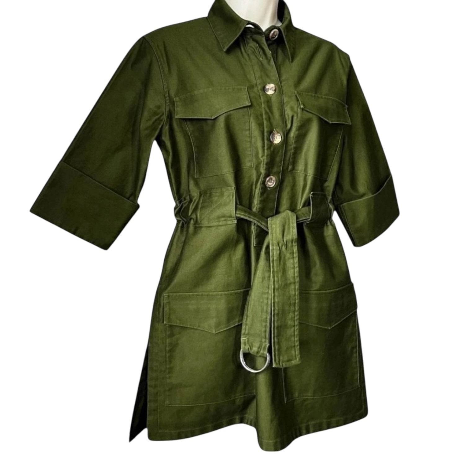 Celine by Phoebe Philo Cotton Belted Top – Safari Patch Pockets, Minimalist Military Chic, FR 36 – pre-loved