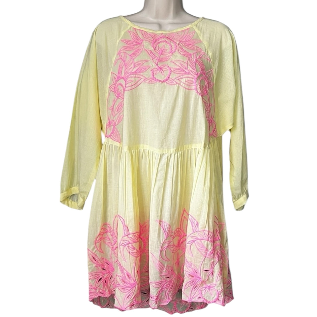 Juliet Dunn Embroidered Batwing Dress – Mini, Cotton, Size 1 (UK8)