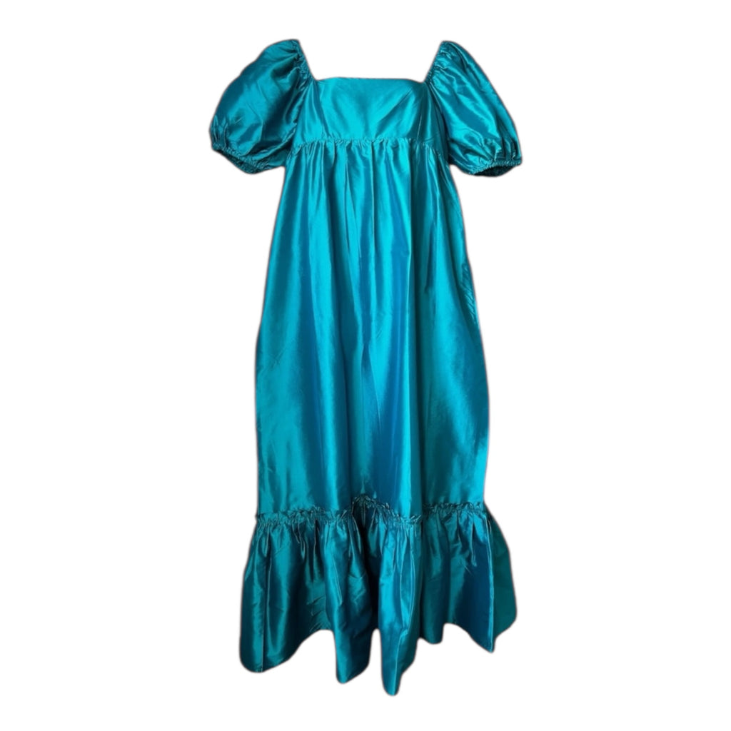 Pink City Prints Elizabeth Puff Sleeve Empire Waist Dress – Silk Taffeta, Midi, S