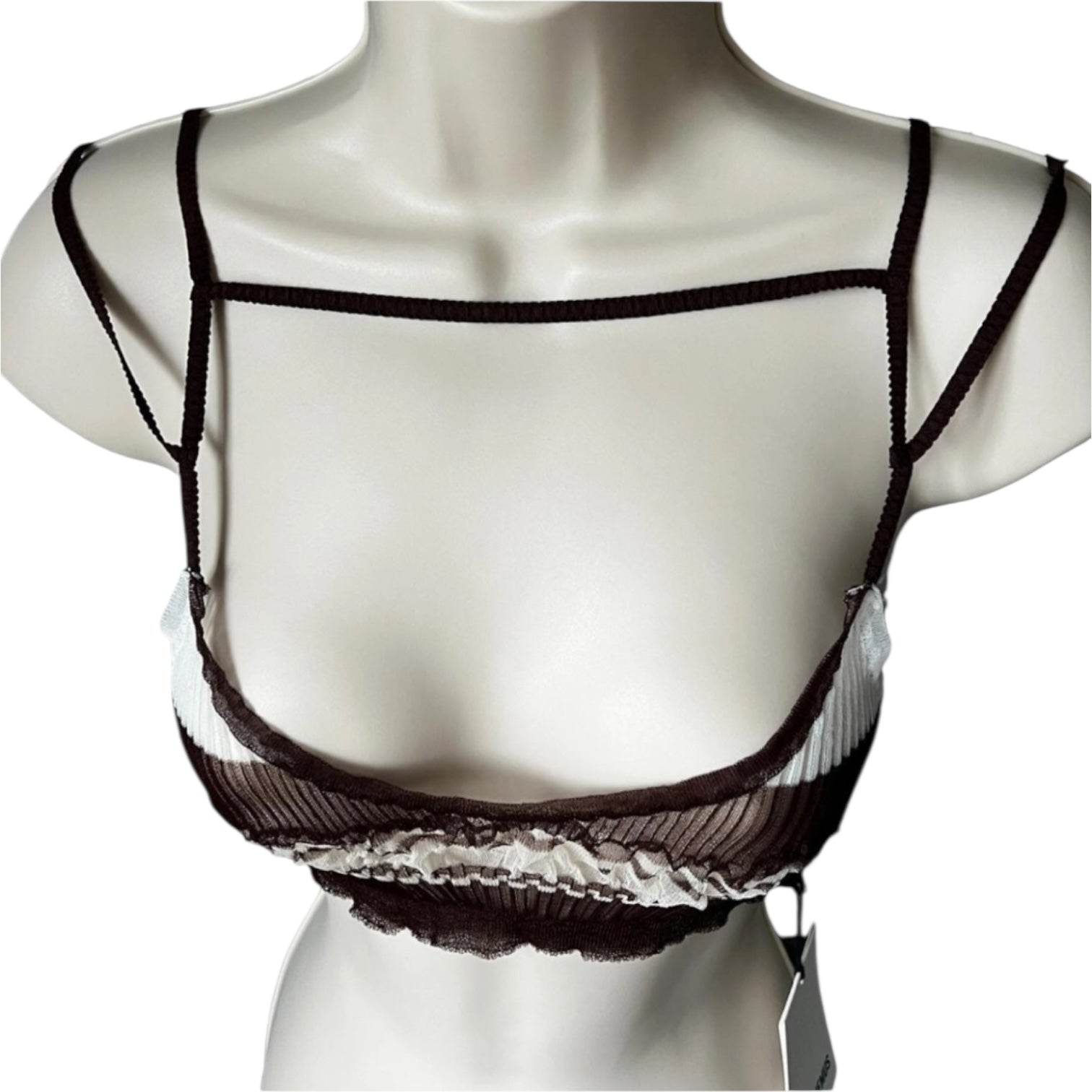 Jacquemus Le Papier Sheer Rib Knit Stripe Bralette – Le Bandeau Sognu, Brown FR38 – pre-loved