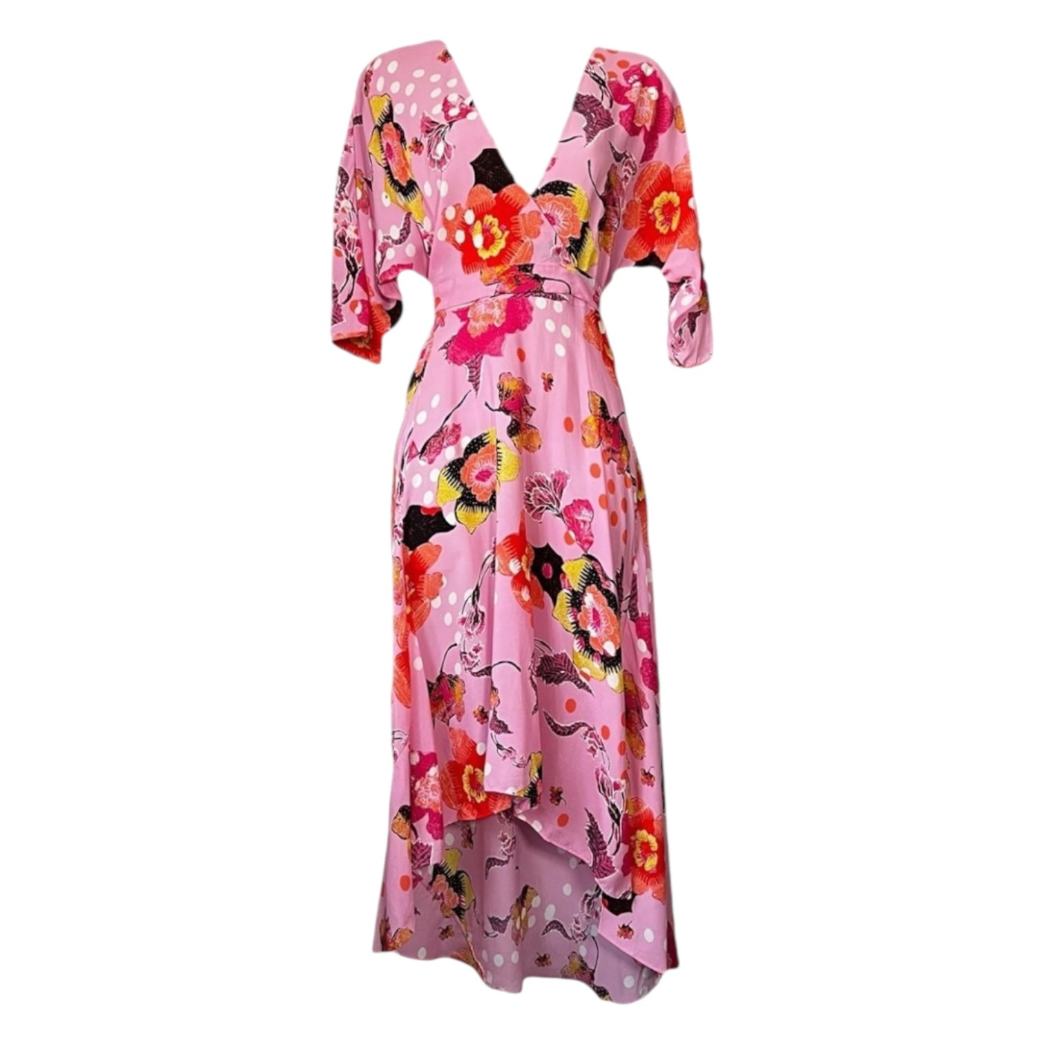 Diane von Furstenberg Eloise Silk-Viscose Crepe Wrap Midi Dress – Floral, Size XS – pre-loved