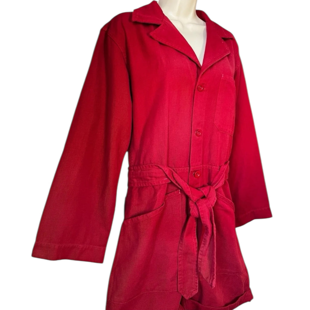 Nili Lotan Ariana Cotton-Linen Relaxed Jumpsuit - Red, XS