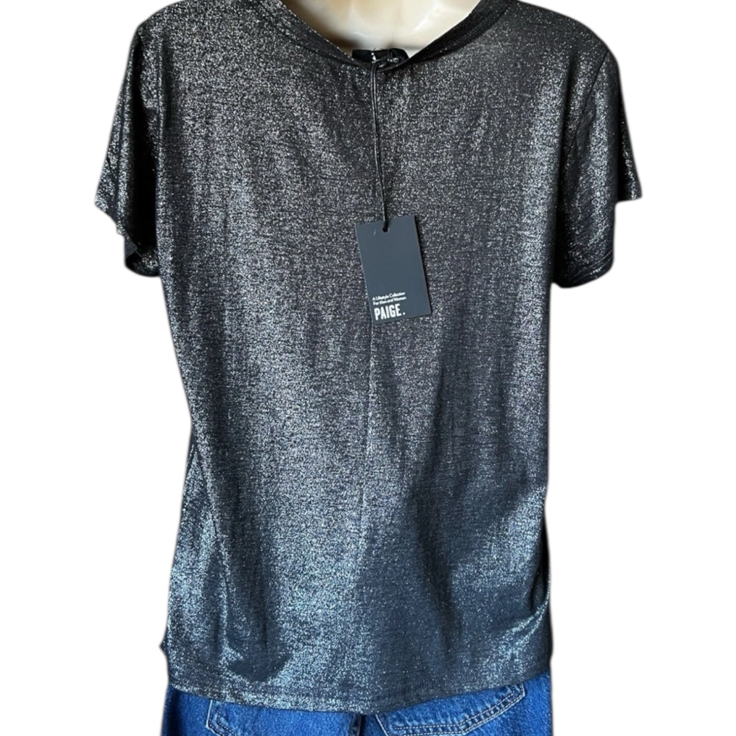 Paige Metallic Crew Neck T-Shirt - S