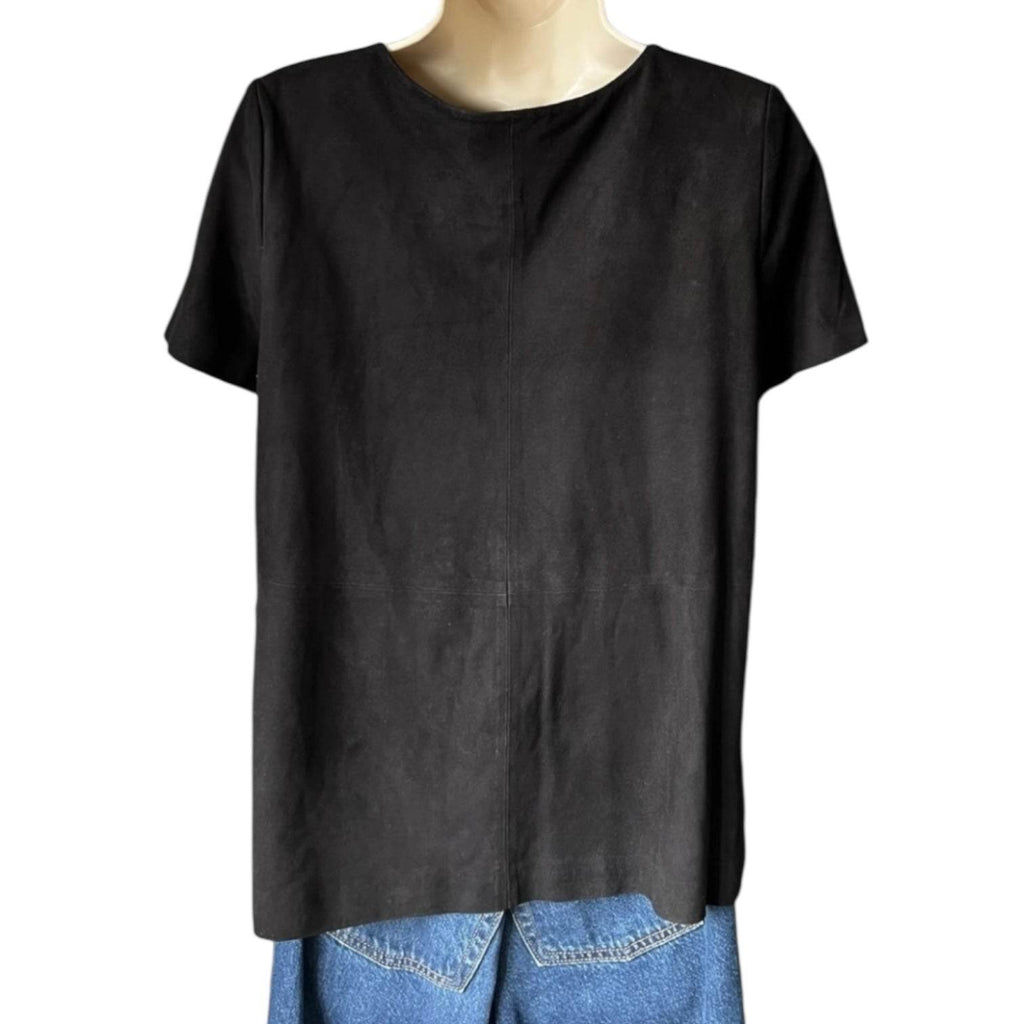 Ba&sh Suede Lace V-Neck Flare Blouse – Black, Size 2 (UK 10) – pre-loved