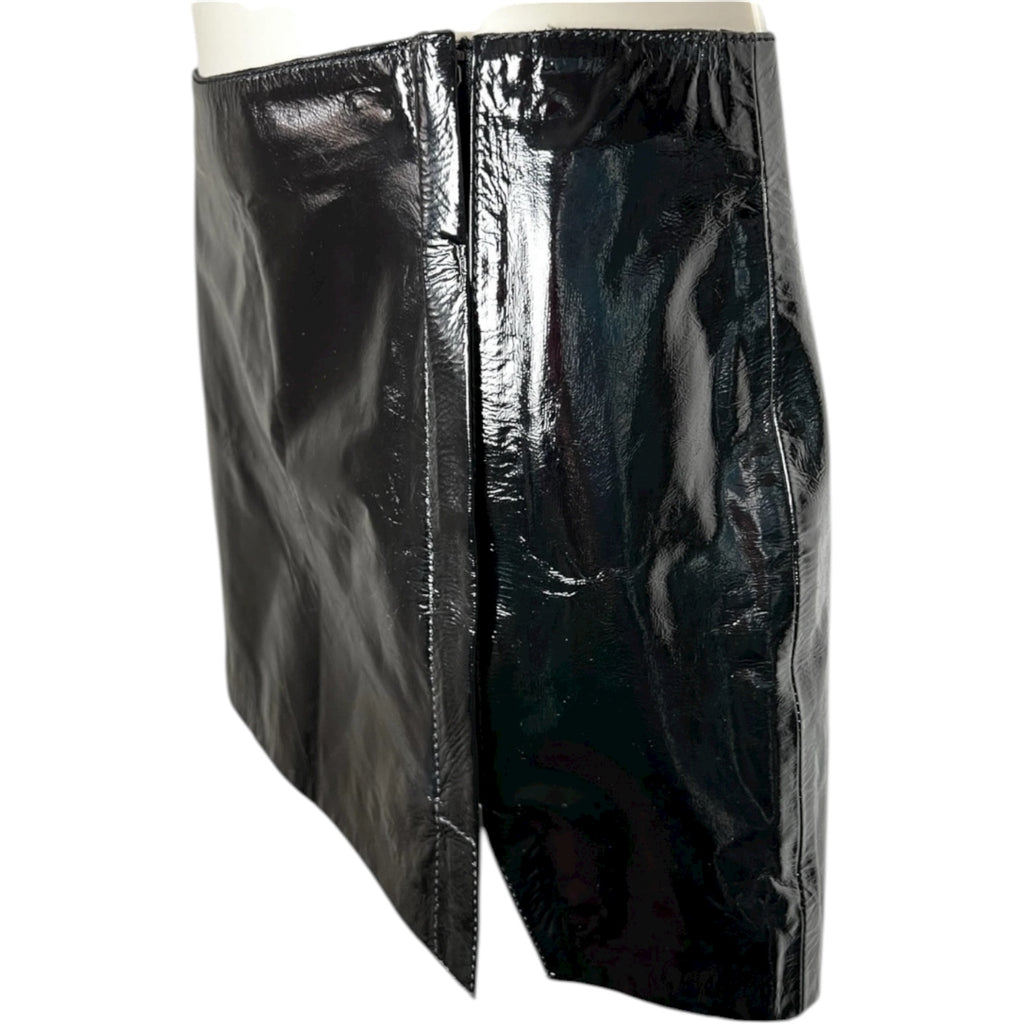 P.A.R.O.S.H. Black Patent Leather Mini Skirt – Zip, XS
