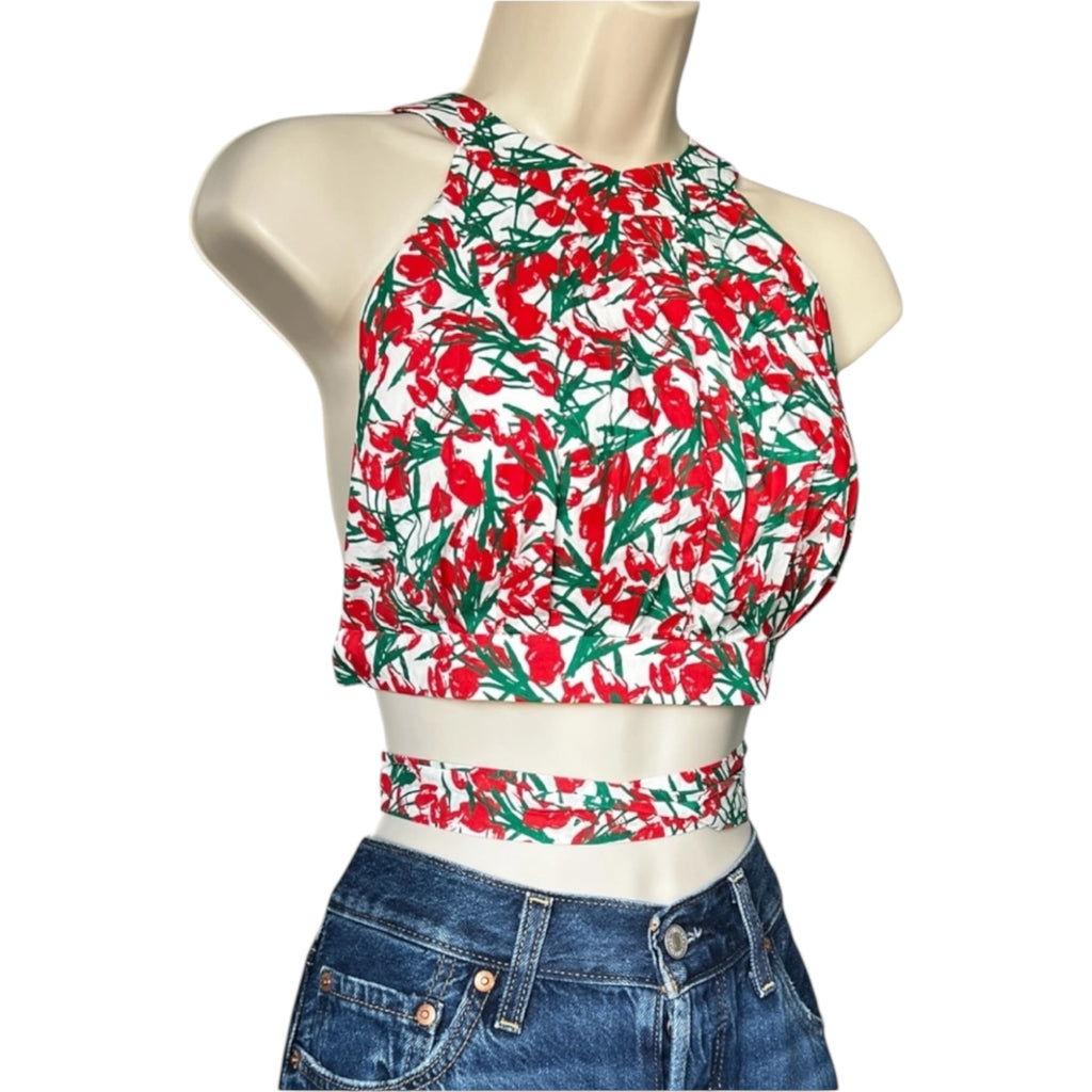 Philosophy Di Lorenzo Serafini Halter Open-Back Top – Floral Tulip, UK10 – pre-loved